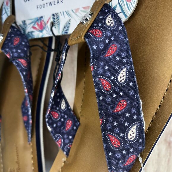 TOMMY BAHAMA Womens Logo Cloth Flip Flops Beach Sandals Blue NWT SIZE 9 - Picture 2 of 6